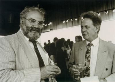 Oliver Sacks and Derek Robinson at Mosaic Vision, San Francisco Exploratorium, 1991